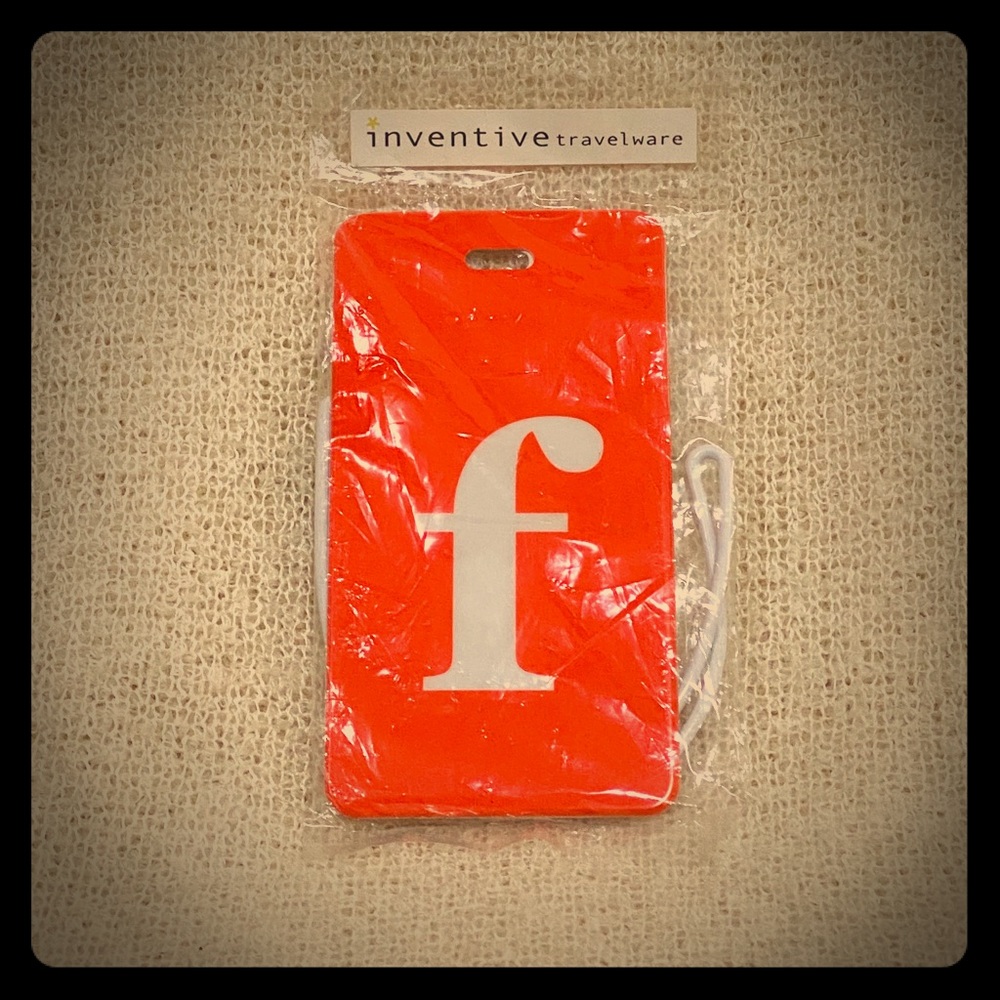 Initial F orange travel luggage tag ✈️🧡✨NWT✨